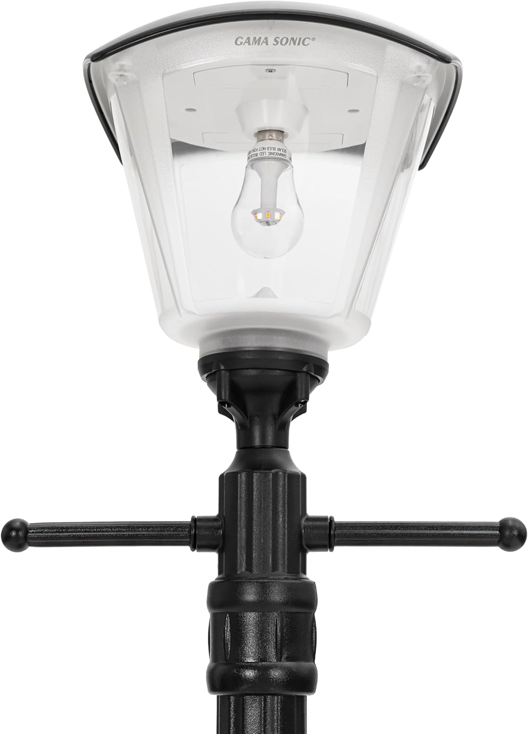 Gama Sonic Haven Solar Lamp Post Kit 74-inch Height, Outdoor Single Black Resin and Clean Lens Post Lamp with Pole and EZ Anchor In-Ground Auger, Warm White 2700K (205B50071) Black Finished 1-Pack