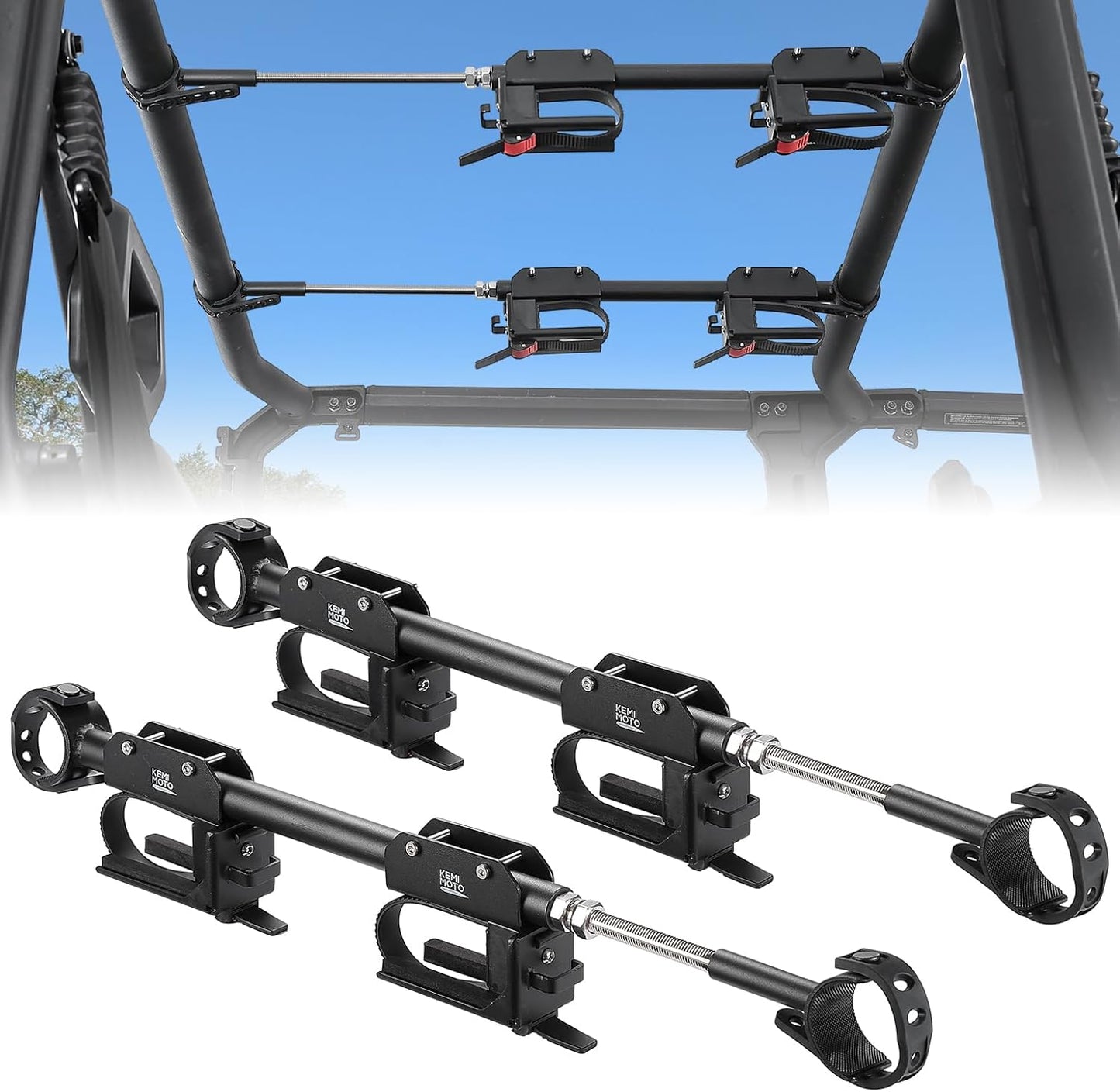 UTV Overhead Hunting Tool Holder Rack, Hunting Tool Holder Roof Mounted Bow Rack for 21 in - 28 in Roll Bars
