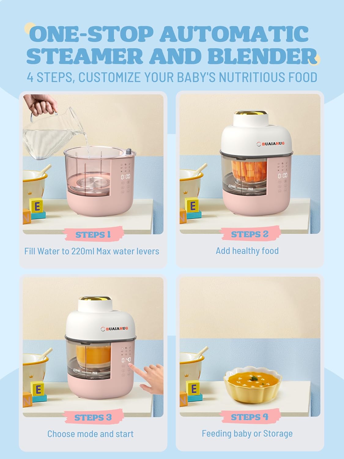Baby Food Maker,10 in 1 Baby Food Processor Puree Machine, Steamer, Blender, Cooker, Masher, Puree, Keep Warm and Timer,Dishwasher Safe, Touch Screen