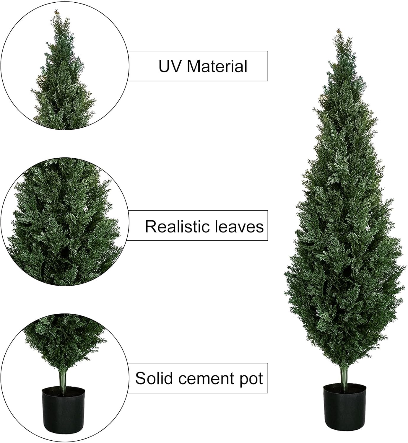 5 FT Plantation of Cedar Plants Outdoors, Artificial Pine Trees are UV-Resistant and Potted for Indoor and Outdoor Front Porch Decoration.