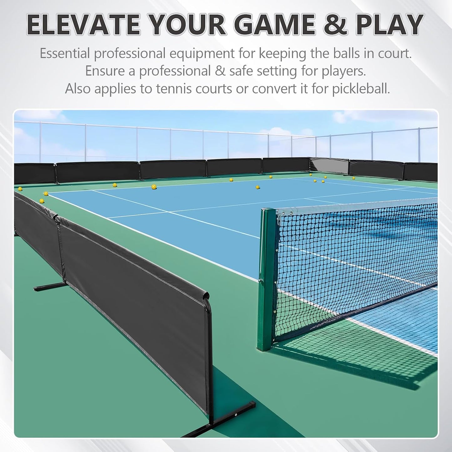 Pickleball Barrier 3 Pack, 10ft x 2.5ft Extra Large, Pickleball Court Dividers and Ball Blockers for Outdoor & Indoor