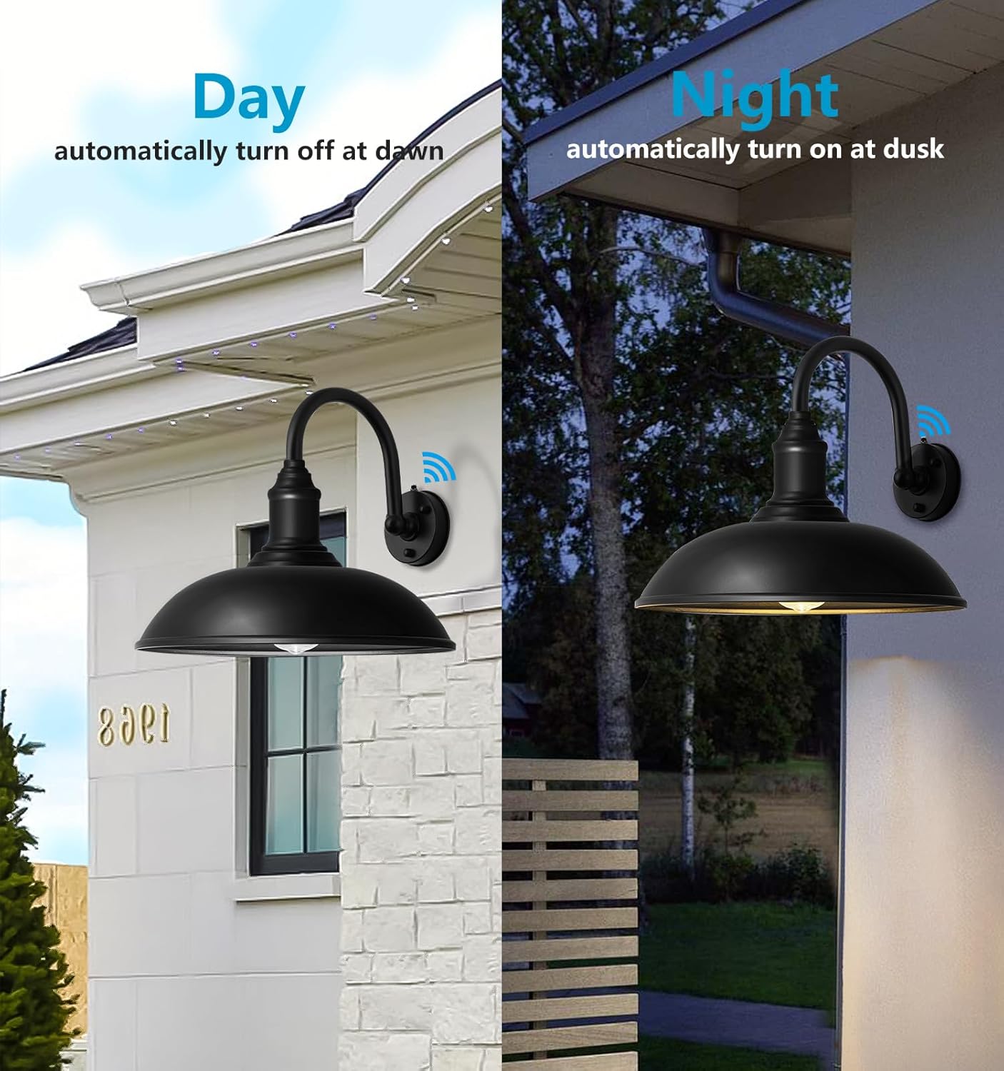 DENGNBJ 21' Large Outdoor Gooseneck Barn Light Dusk to Dawn, Classic Outdoor Farmhouse Gooseneck Light for Porch, Garage, Exterior Lighting (21