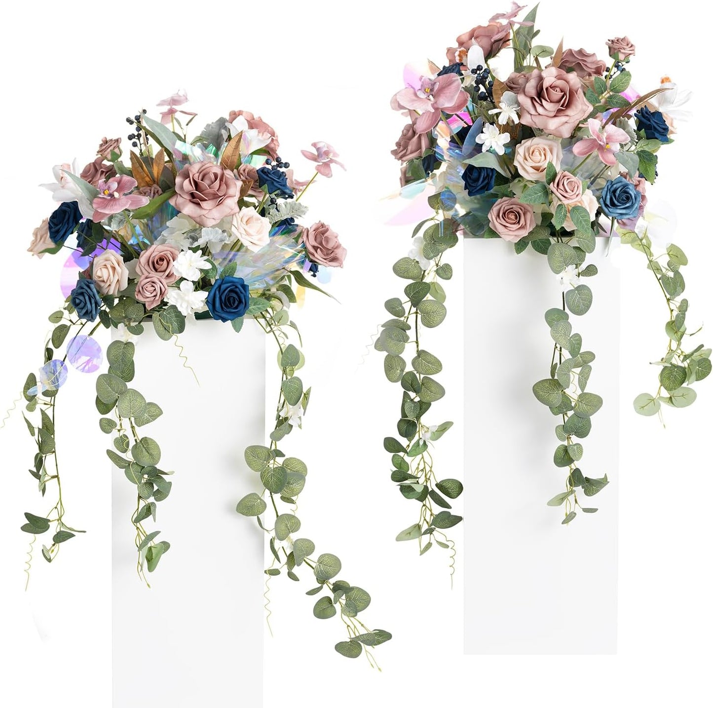 Ling's Moment 41" Tall Free Standing Artificial Flowers Arrangements 2 pcs Wedding Arch Altar Stage Decorations Dusty