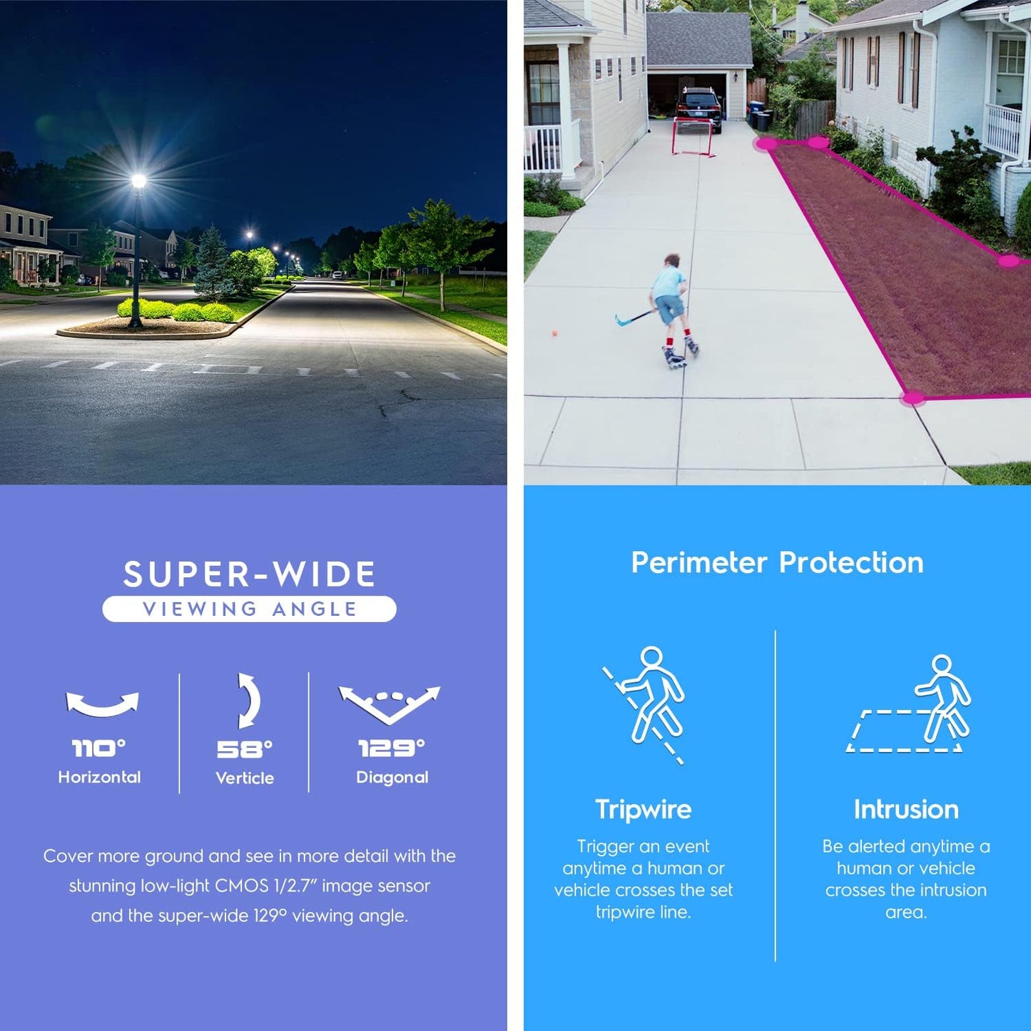 Amcrest 2PACK 5MP IP PoE AI Camera w/ 49ft Color Night Vision, Security Outdoor Bullet Camera, Built-in Mic, 2X 100ft Cat6E Cable, Active Deterrent,