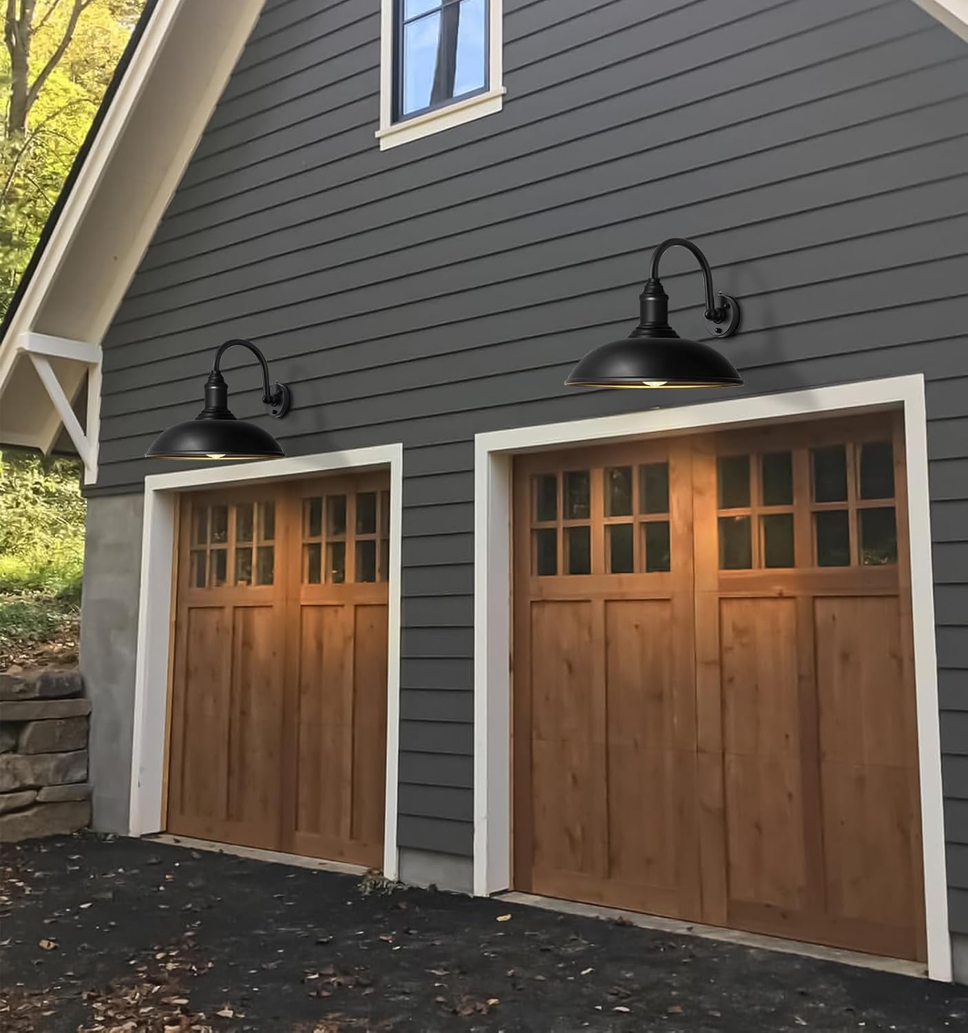 DENGNBJ 21' Large Outdoor Gooseneck Barn Light Dusk to Dawn, Classic Outdoor Farmhouse Gooseneck Light for Porch, Garage, Exterior Lighting (21