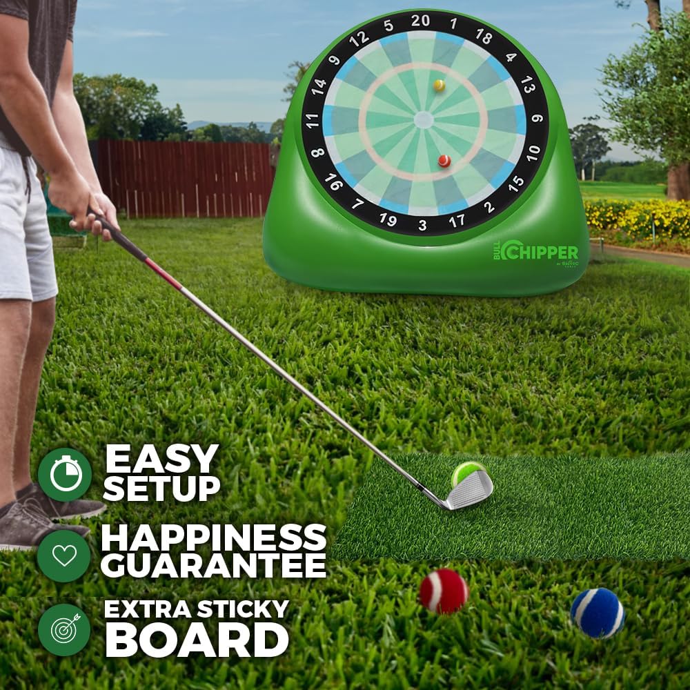 SWOOC Games Bull Chipper | Giant Golf Darts (Over 6ft Tall) with 10+ Golf Games | Golf Chipping Game with Air Pump Included | Yard Games | Giant