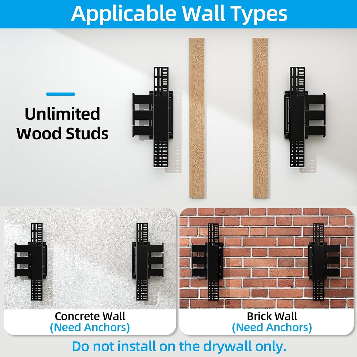 Heavy Duty TV Wall Mount for Most 48-120 inch Flat/Curved TVs up to 200Lbs, Low Profile Ultra Slim Full Motion