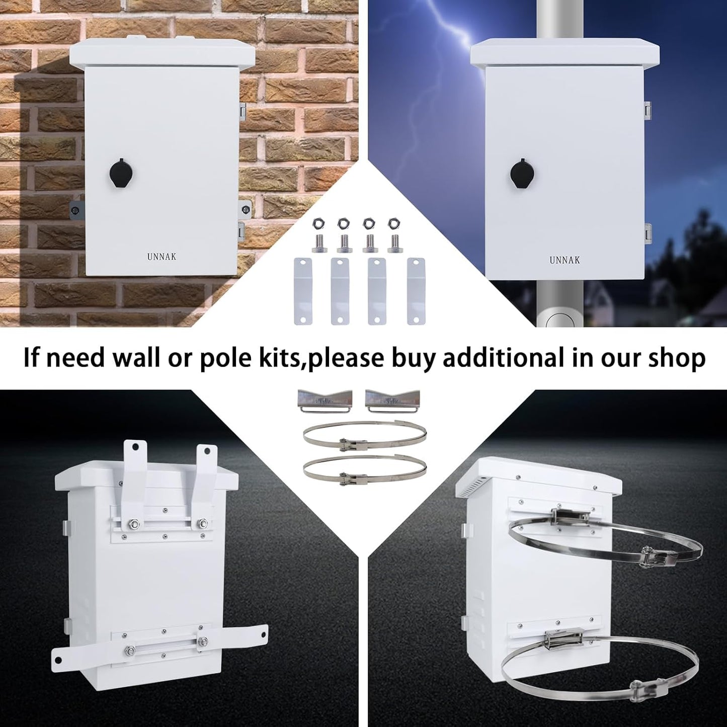 Outdoor Electrical Equipment Enclosure Box - 19.7x15.7x11.8" Outdoor Network Weatherproof Exterior Box Ventilated Enclosure hinged Outdoor