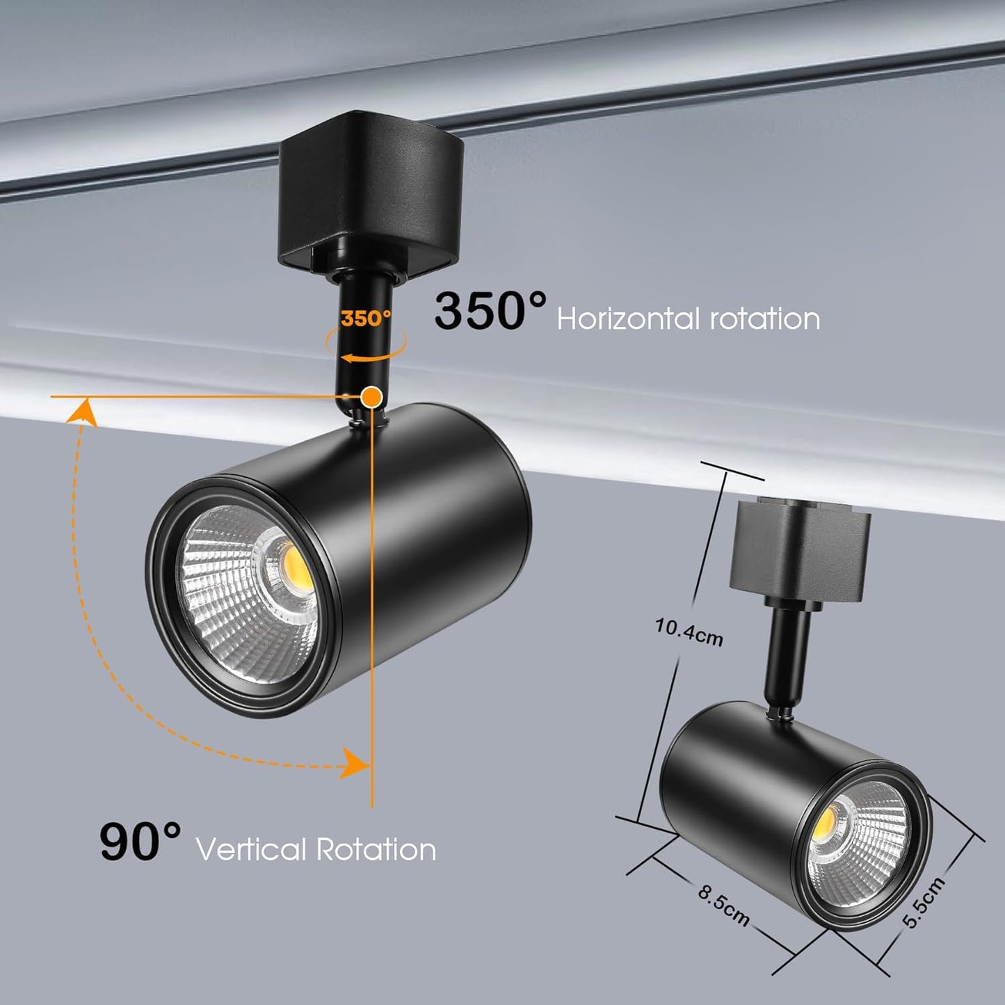 Junview LED Track Lighting Heads 2700K-6500K Sptepless Color Adjustable with Timer and Remote Control H Type Track Light Heads Dimmable Super Bright