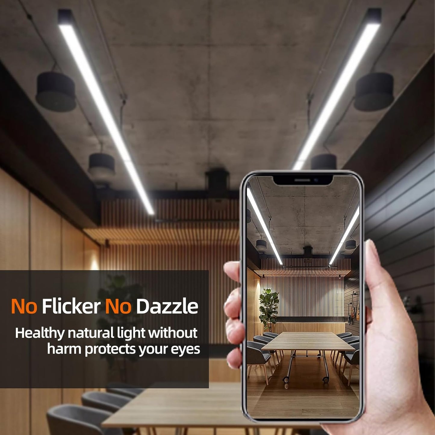 be studied 8FT Led Linear Light, 100W Linear Light Fixture Silicon Controlled Dimming 3000K to 5000K Color Changing, Ceiling Shop Light, Suspended