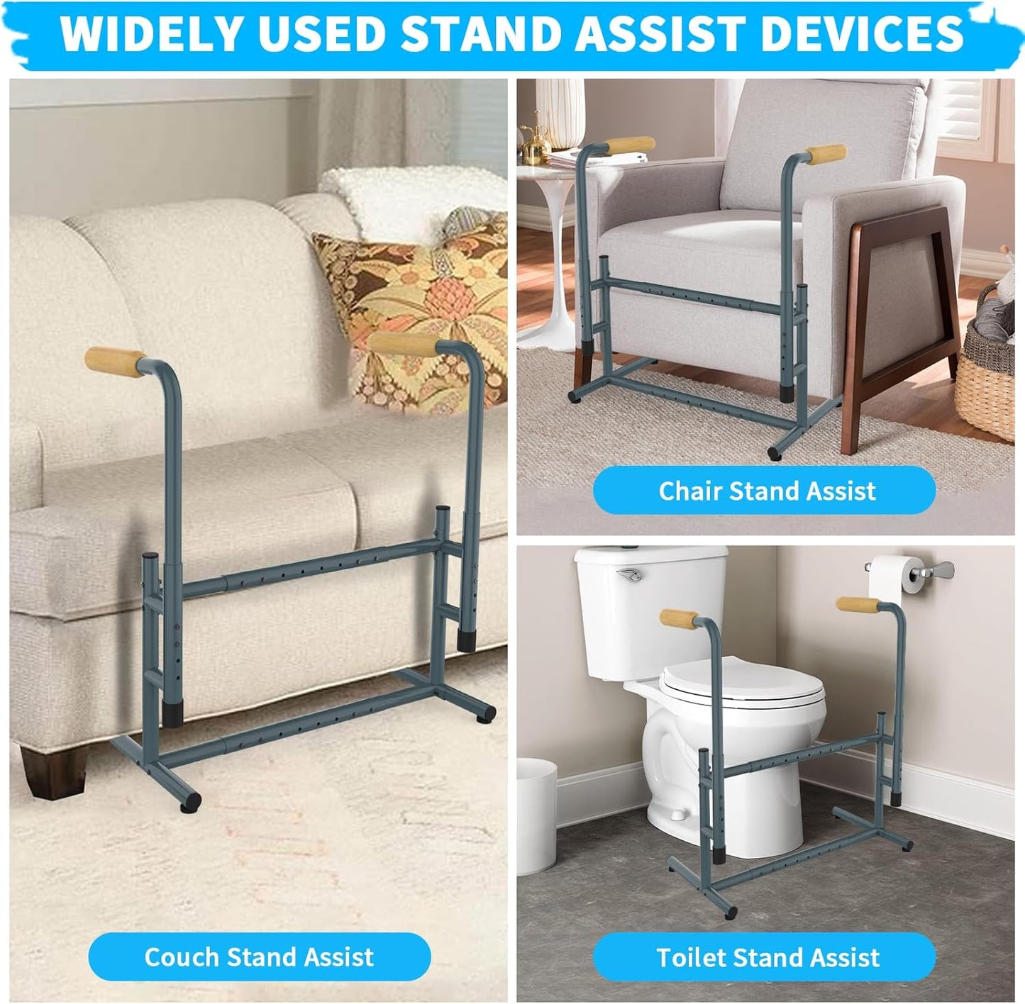 Adjustable Couch Chair Stand Assist for Seniors, Standing aid & Support Device with Wooden Handles, Chair Lift Assist Device for Elderly Mobility &
