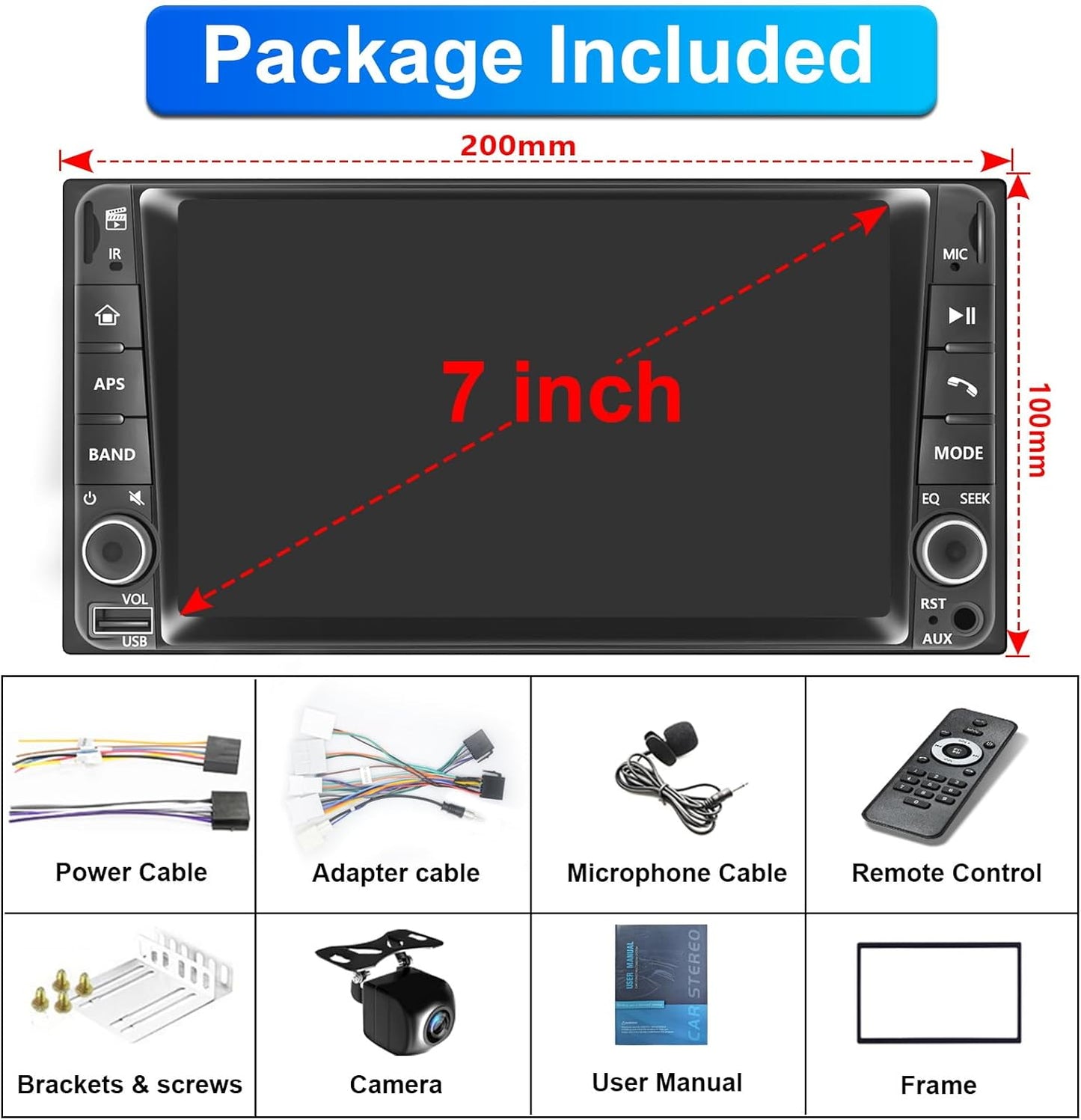 Car Radio for Toyota 4Runner 2003-2009, Tundra 2003-2006, Sequoia 2003-2007,Highlander 2001-2007,RAV4 2001-2005,FJ Cruiser 2003-2010 7" IPS Touchscreen Carplay Android Auto, AM/FM BT Backup Camera