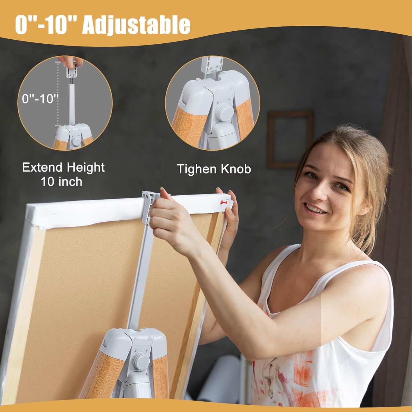 Portable Easel Stand for Sign & Painting 17''-58'' Adjustable Height Painting Easel with Bag - Tabletop Art Easel for Painting Canvas