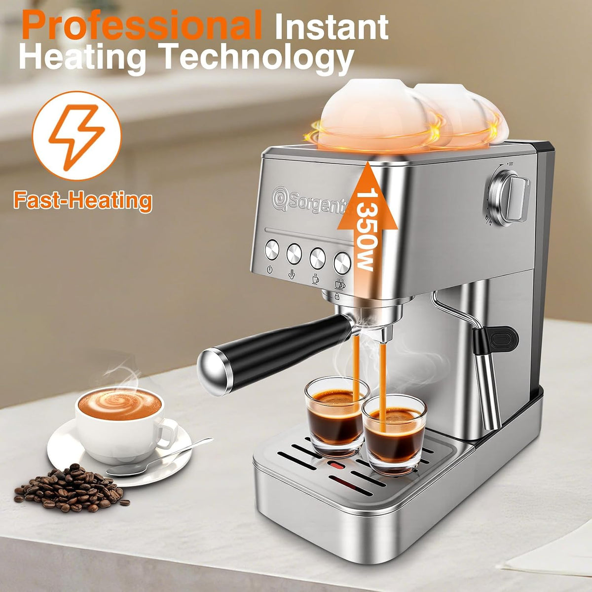 Sorgente 20 Bar Espresso Machine with Milk Frother & Latte Art Kit