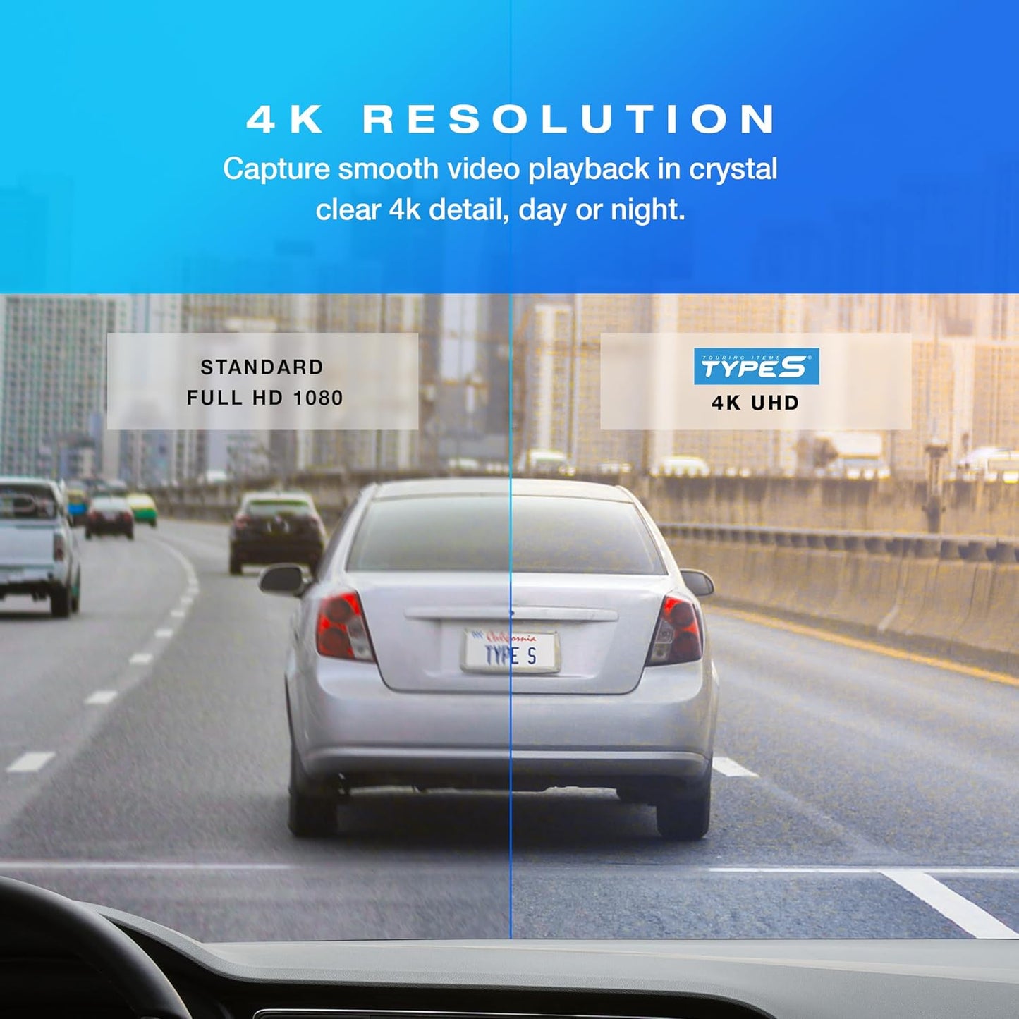 In-car Mirror with 4K dual-channel dash cam integration
