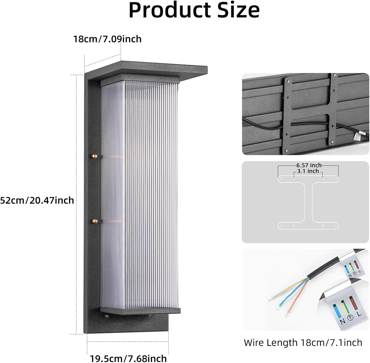 Outdoor Wall Sconce Modern 21 Inch Large Front Porch Light Fixtures High Voltage Wired IP54 Waterproof Exterior Wall Mount Lamp 3000K Sconce