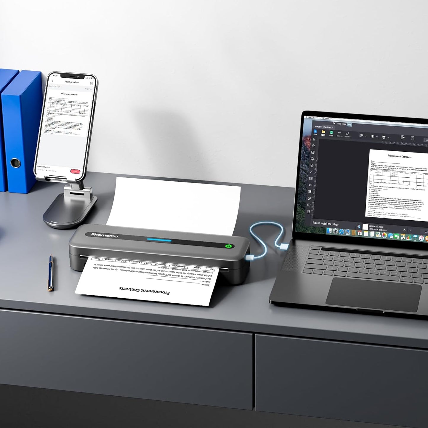 Portable Inkless Thermal Wireless (Bluetooth) Printer for Travel, M832 Support 8.5'' x 11'' Letter & A4 Paper