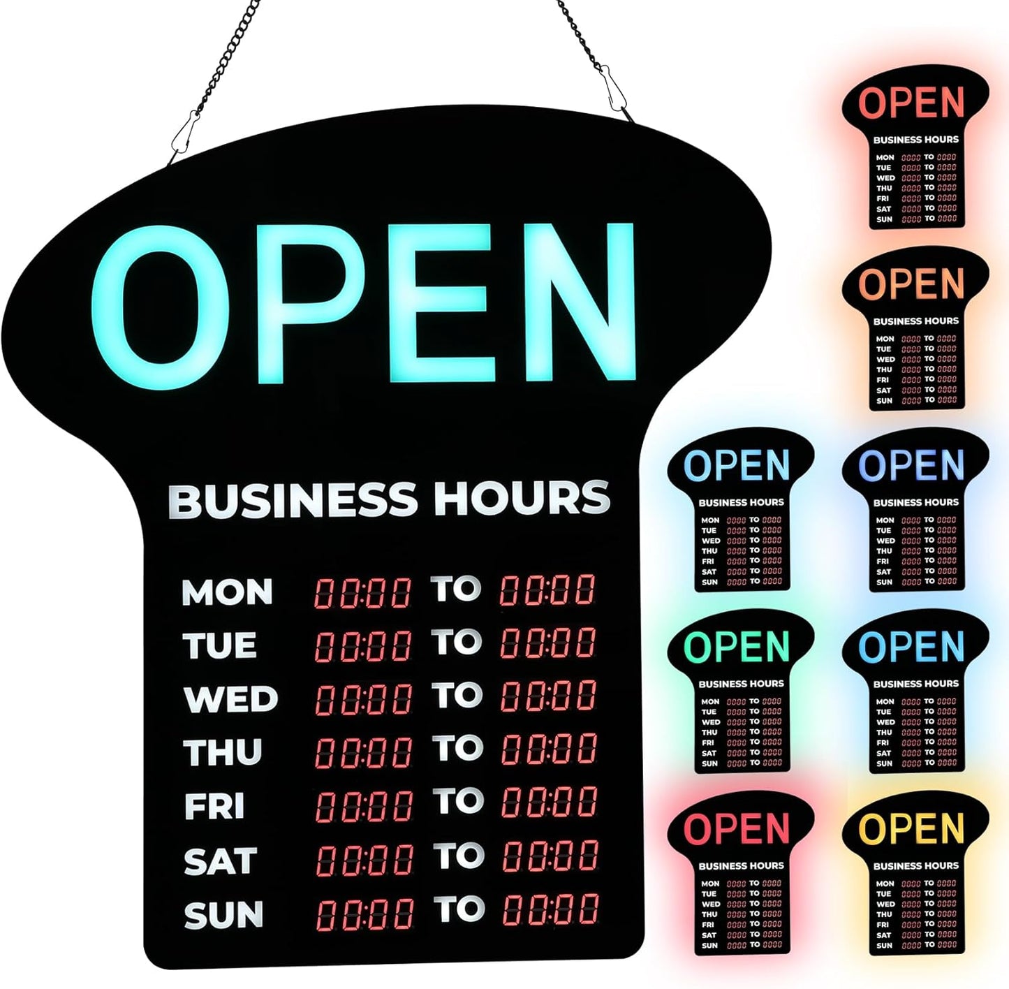 Open Sign with Hours, Multi-Colour LED Open Sign for Business Hours