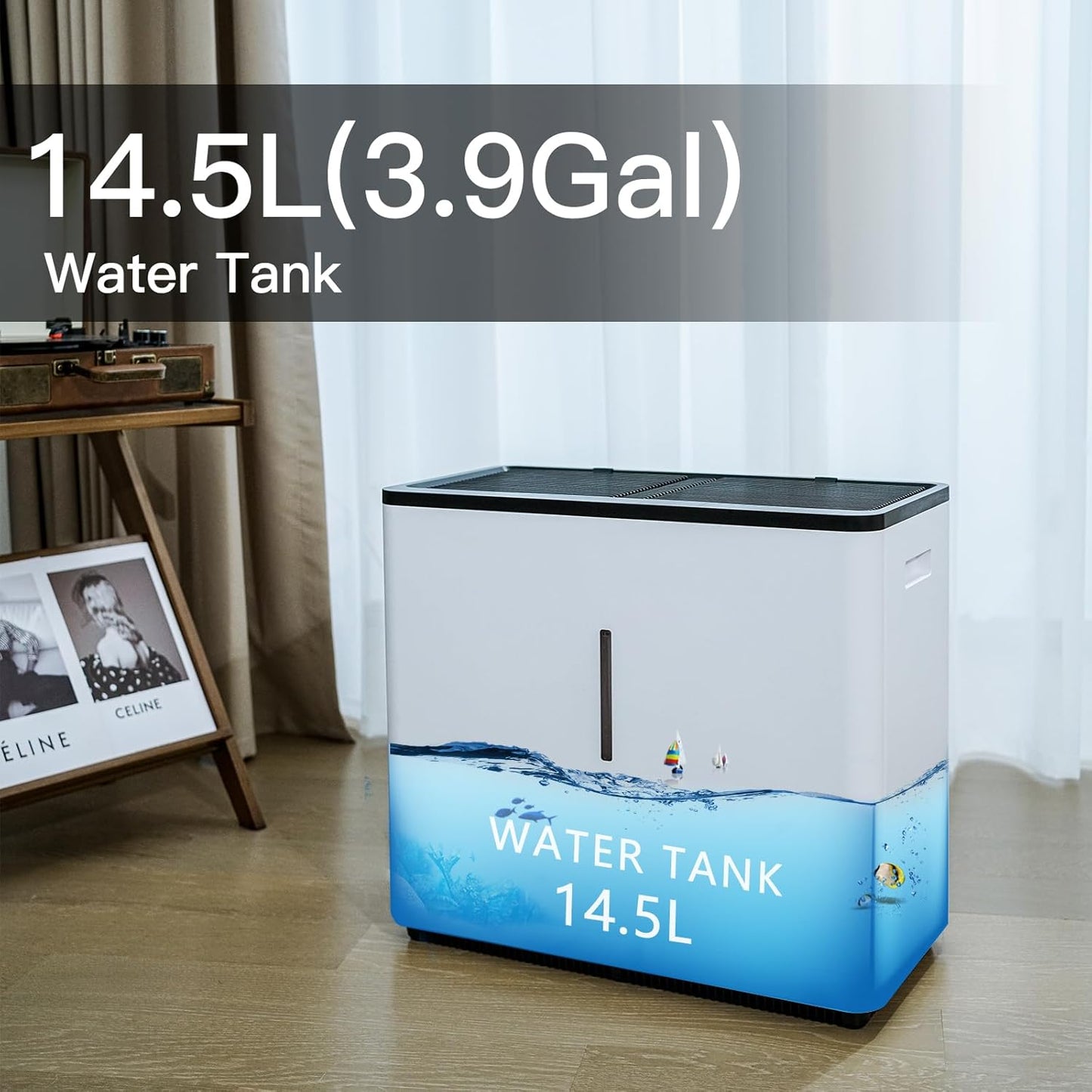 Evaporative Humidifiers for Large Living Space, 14.5 L(3.9 Gal) Tank Whole Room Humidifier, 60 W Cool No Mist Humidifiers, 7 Speed, MAX Output 3000