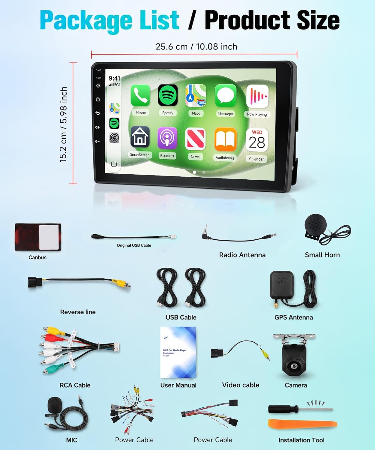 Rimoody 4g+64g 10.1'' Android 15 Car Stereo for Chevy Silverado/Tahoe/Suburban/Avalanche and GMC Sierra/Yukon 2007-2014, Wireless Carplay Andorid auto, 5G-WiFi, HD Touch Screen GPS