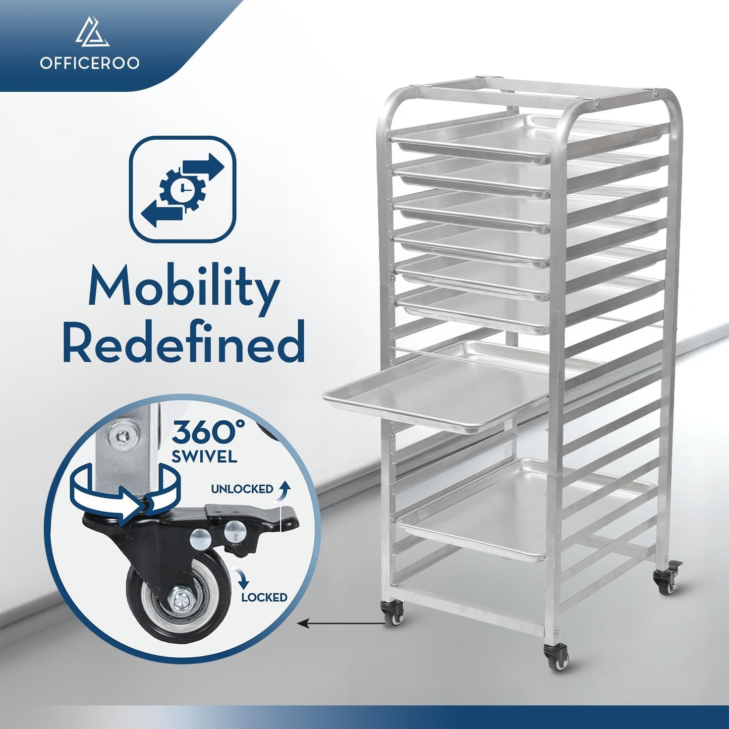 Bakery Bun Pan Speed Rack - Half Sheet Only, 15 Tiers Bakery Cart & Drying Rack on Wheels - Speedrack