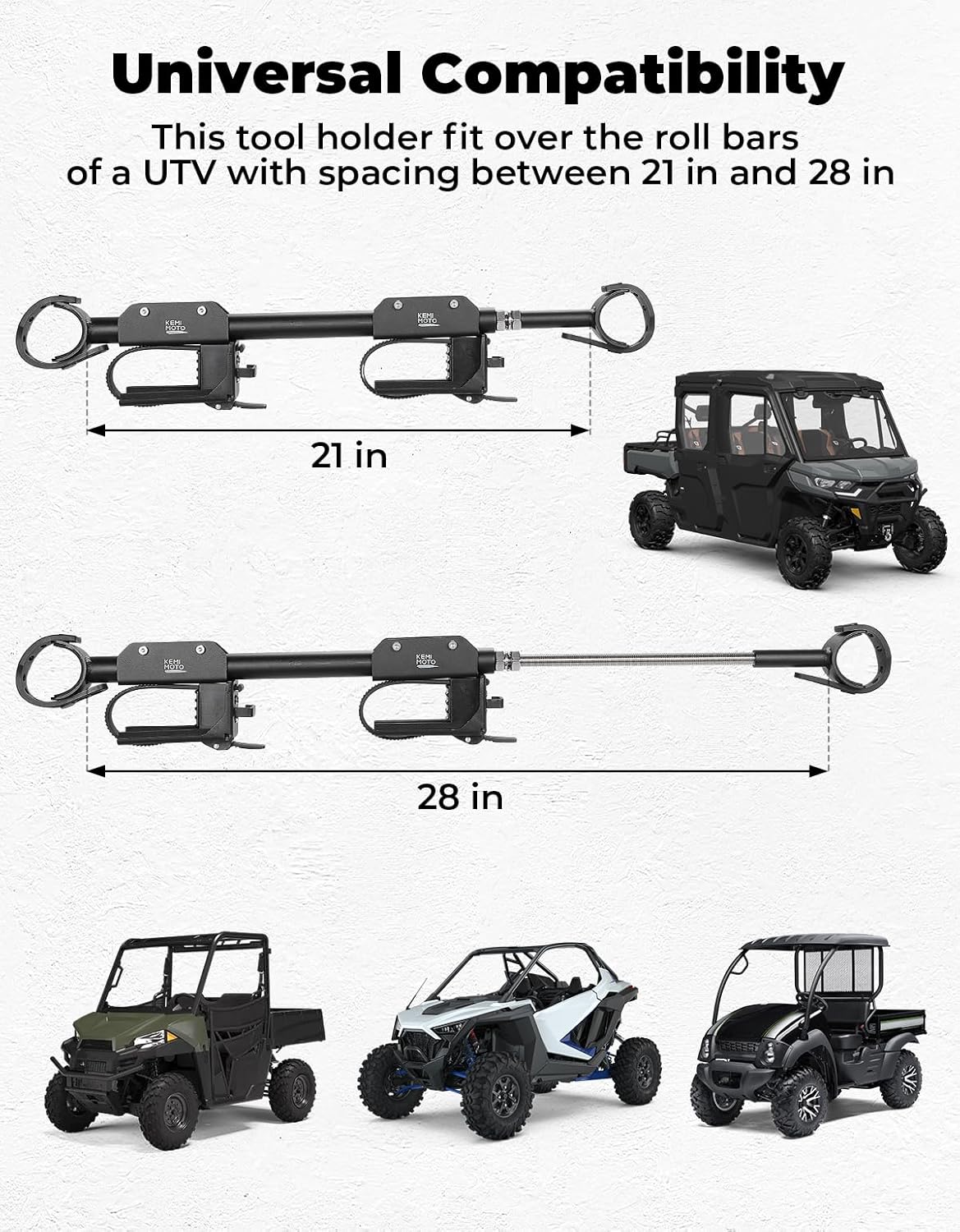 UTV Overhead Hunting Tool Holder Rack, Hunting Tool Holder Roof Mounted Bow Rack for 21 in - 28 in Roll Bars