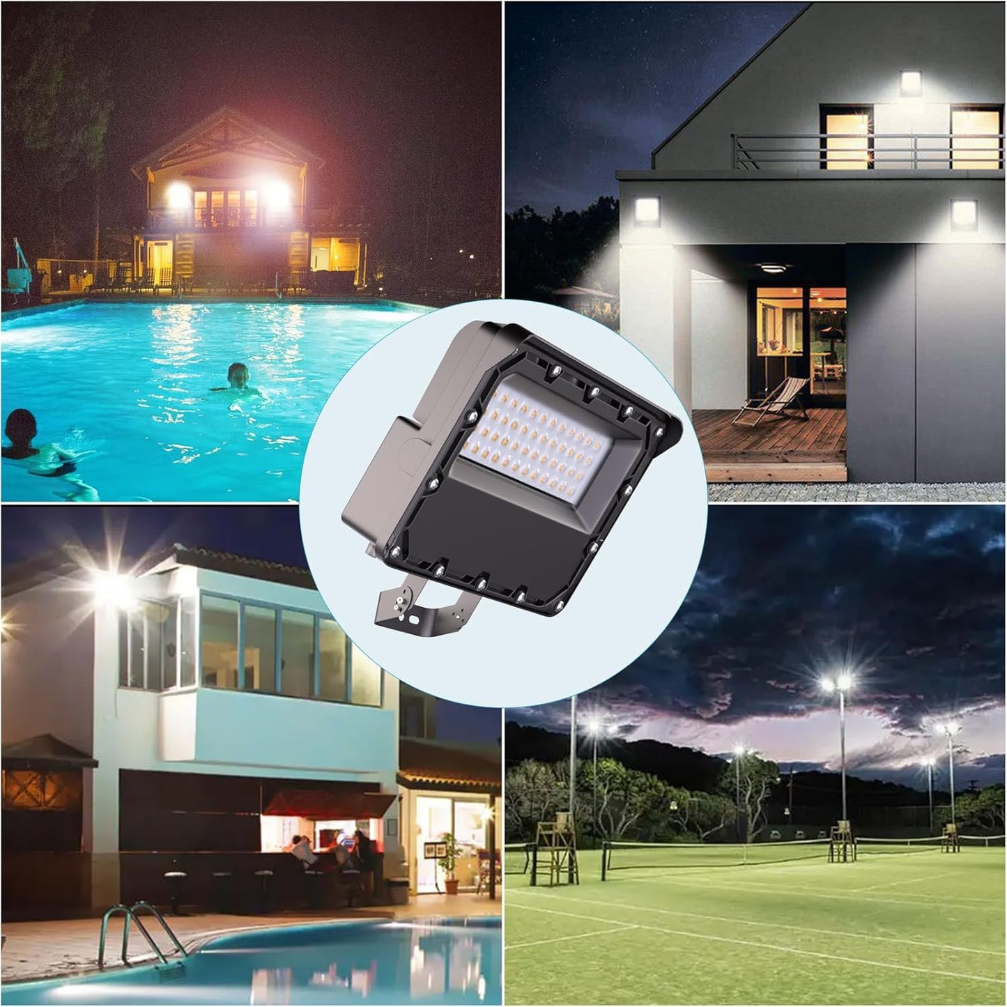 Lightdot 100W LED Flood Light Outdoor 5000K 14000Lm LED Outdoor Flood Light with Dusk to Dawn Photocell, IP65 Waterproof Area Lightings for Parking