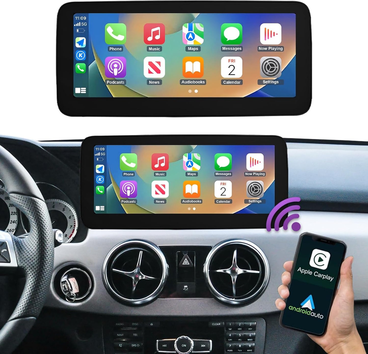 CarPlay Android Auto for Mercedes Benz GLK Class X204 GLK250 GLK300 GLK350 (2013-2015)