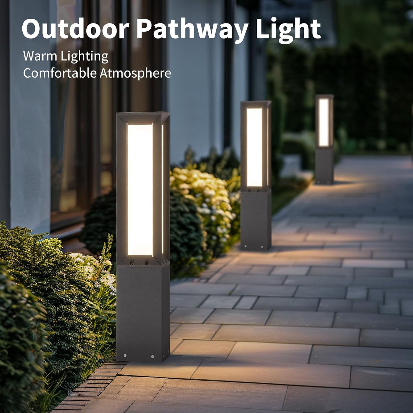 Modern Landscape Path Light, 32' Outdoor Pathway Light 3000K Luxury Aluminum Bollard Lighting IP65 Waterproof High Voltage Driveway Lights L