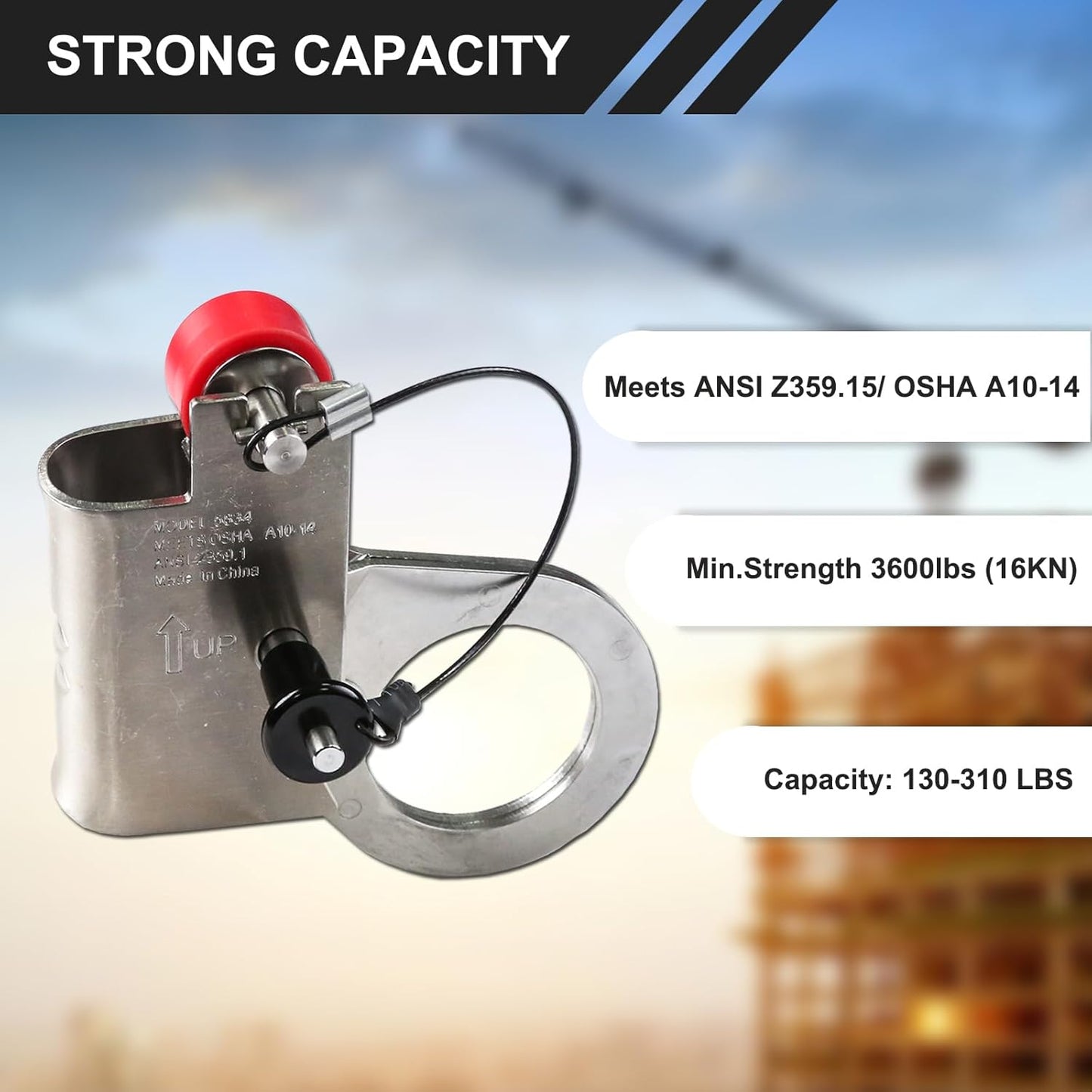 Fall Arrest Fall Protection Automatic Energy Absorbing Rope Grab,Used with 5/8' - 3/4' Comply to ANSI/OSHA