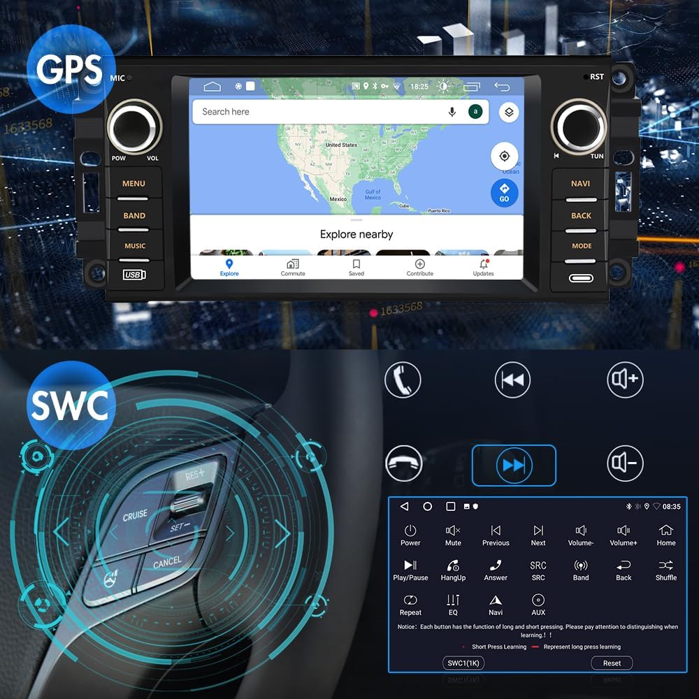 Wireless CarPlay Andriod Auto for Jeep Wrangler JK Compass Patriot/Chrysler/Dodge RAM Charger