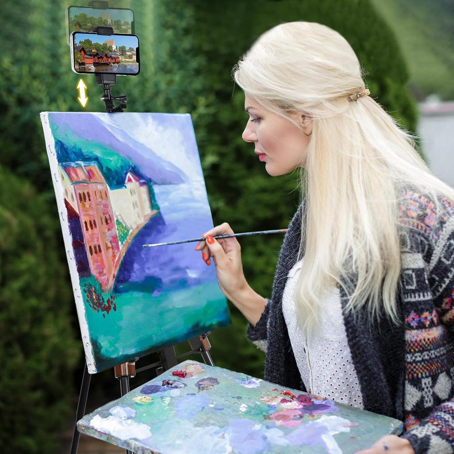 Easel Stand,Easel for Painting,Easel Stand for Sign Adjustable Height from 17.7"to 58.3" with Carrying Bag and Phon