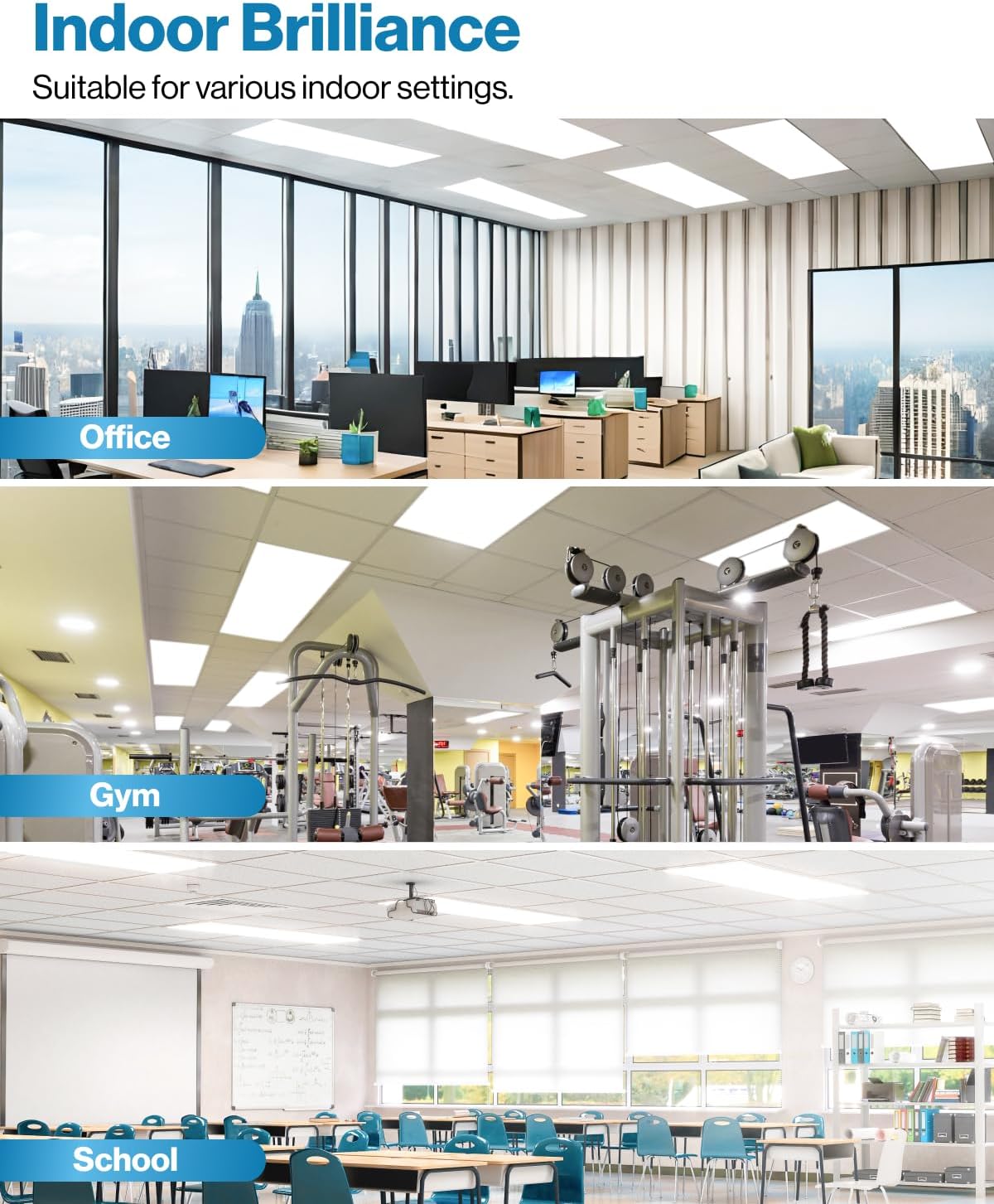 4 pack 2x4 LED Flat Panel Light Drop Ceiling Office Fixture, 7500LM, Selectable Features, 40W/50W/60W, 2700K/3500K/5000K, Dimmable (0-10V), Surface