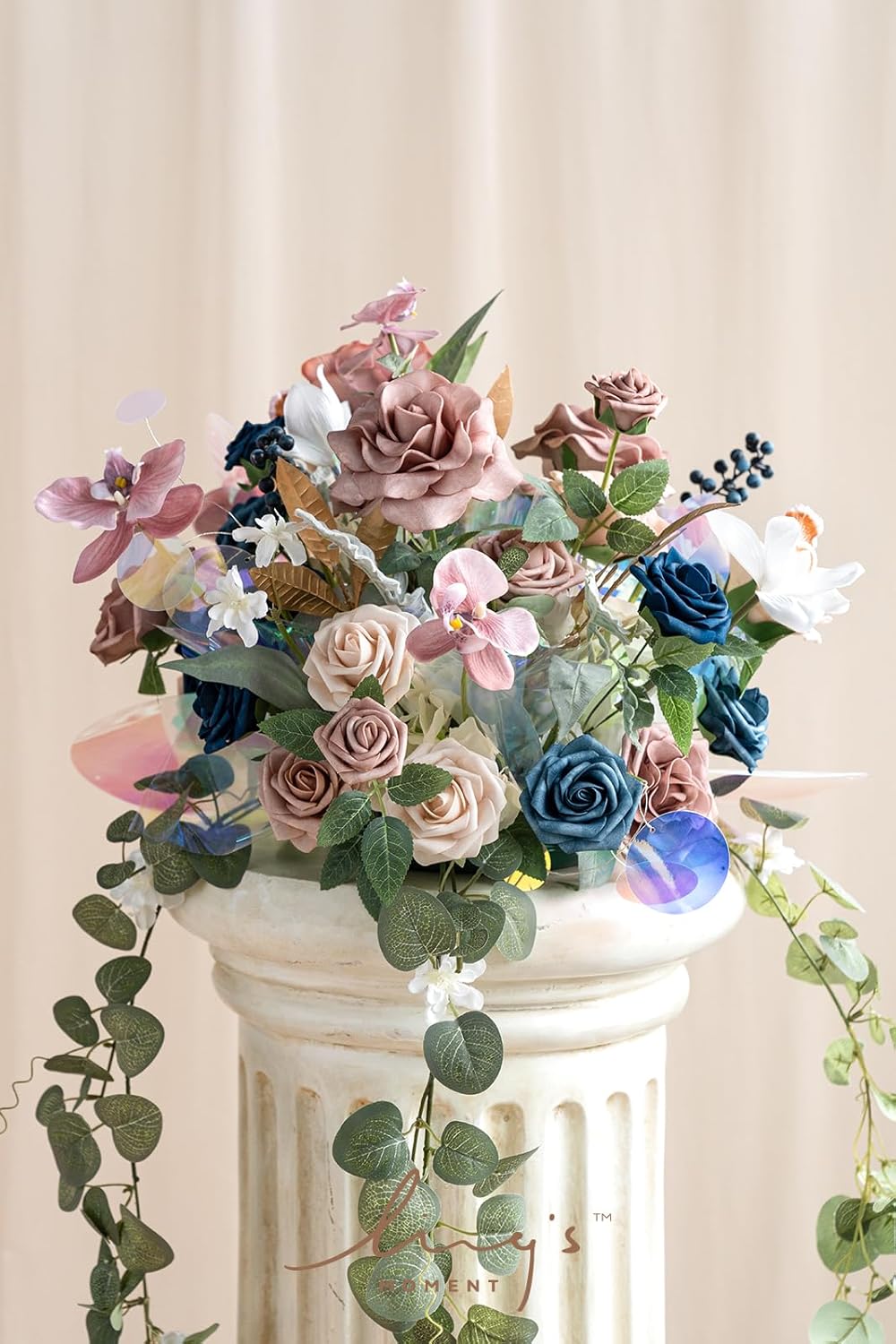 Ling's Moment 41" Tall Free Standing Artificial Flowers Arrangements 2 pcs Wedding Arch Altar Stage Decorations Dusty