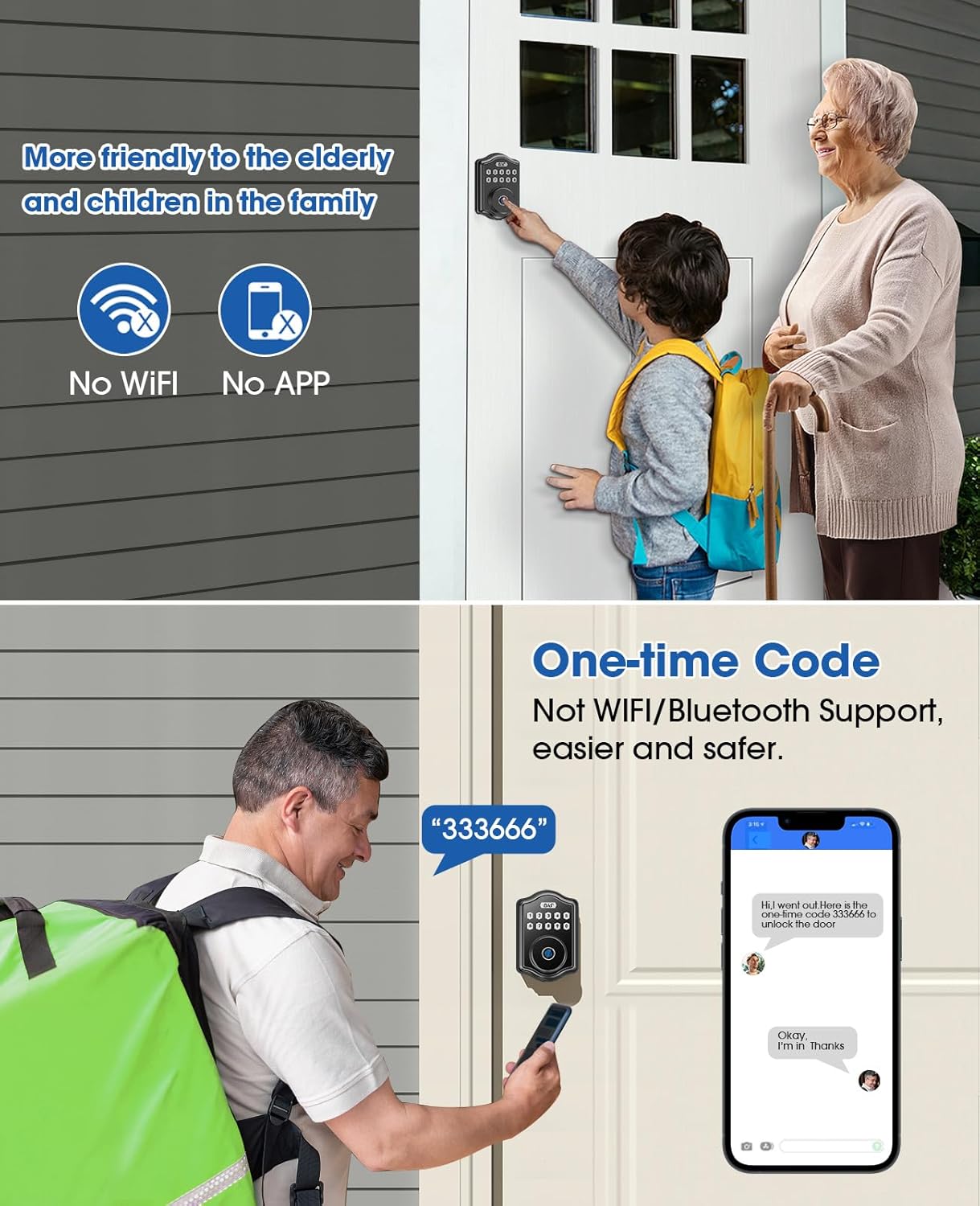 Fingerprint Front Door Lock Set, Guarder Keyless Entry Door Lock with Handle, Electronic Keypad Deadbolt with Fingerprint/Keypad Code/Keys, 300 Users