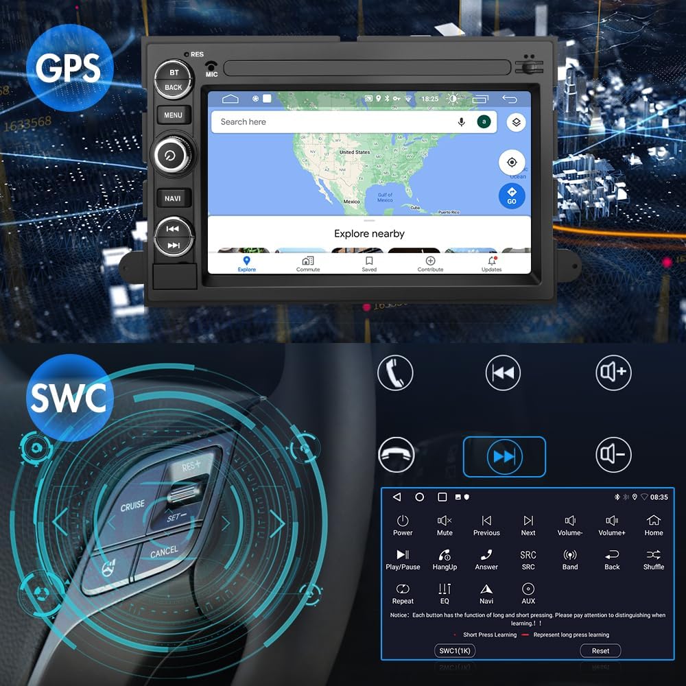 7 Inch Touch Screen Head Unit for Ford F150 F250 F350 Fusion Edge Explorer Taurus Freestar