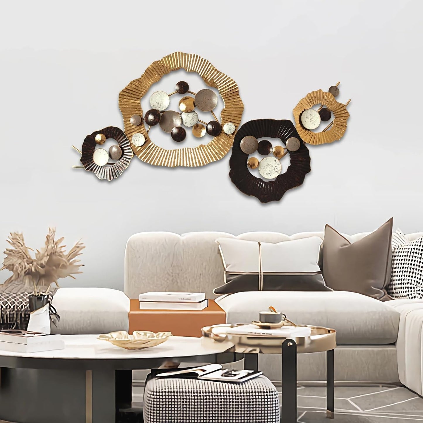 Wall Art Metal Wall Sculptures Wall Decor Modern black white Petal Abstract Minimalist Wall Art Rustic Nature Wall Decor Large Size 52' 29' For
