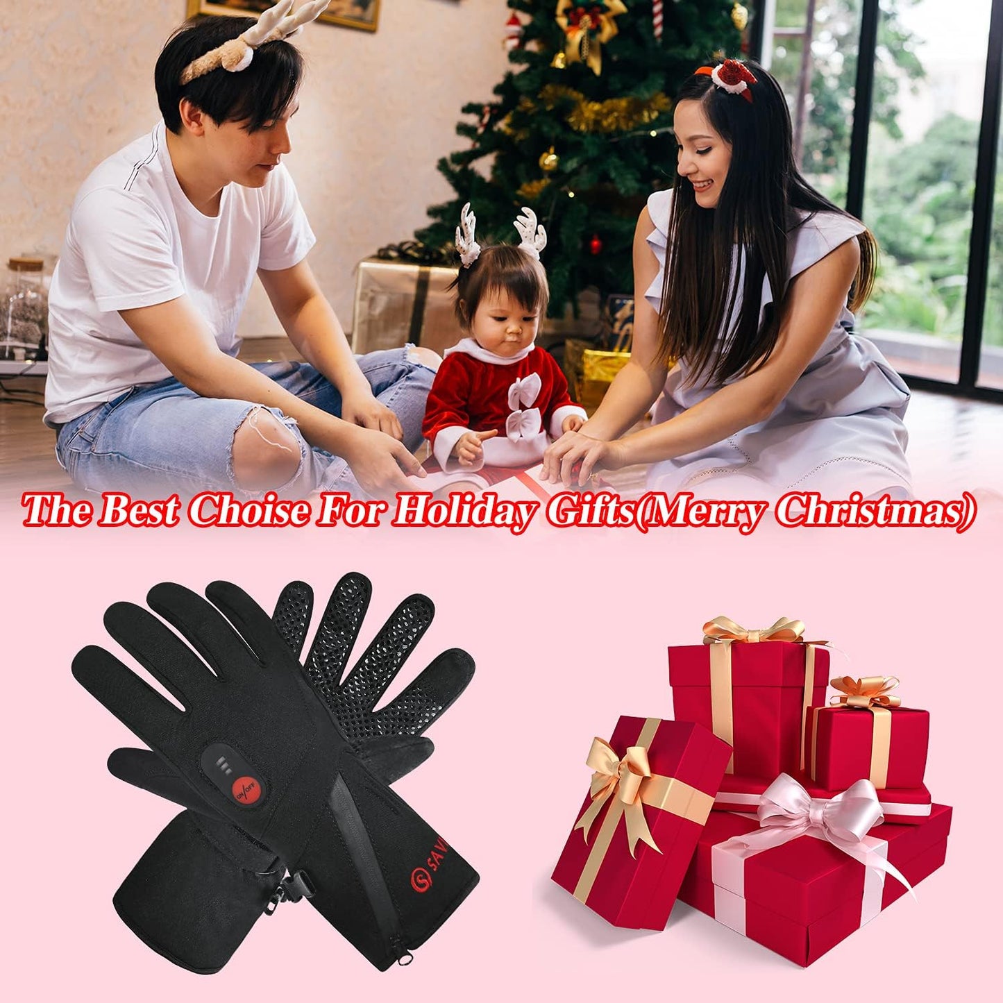 day wolf Electric Heated Gloves for Men Women, Rechargeable Waterproof Winter Hand Warmers with Touchscreen for Outdoor Activities(Small)