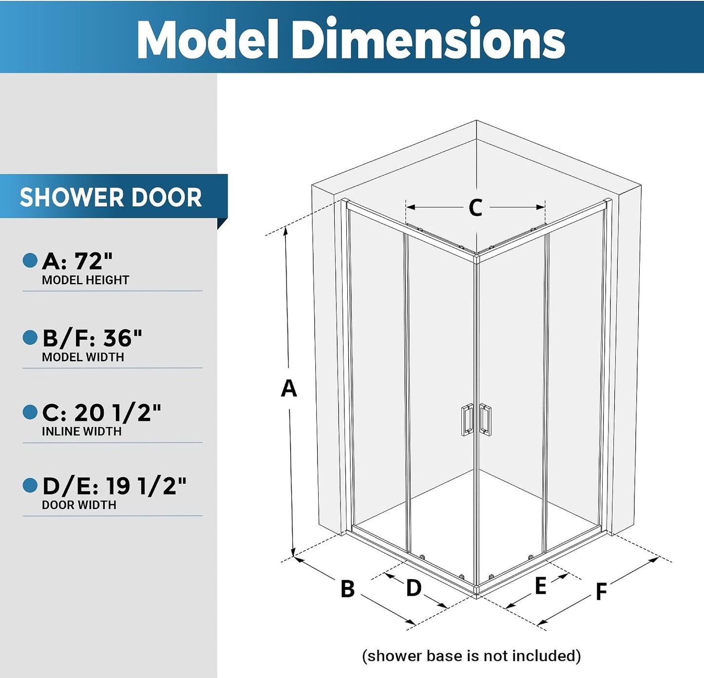 Corner Shower Door Enclosure 36" W x 36" D x 72" with 1/4" 6mm Glass Sliding Shower Doors, Nano Easy Clean Coating, Shower Stall for Walk in Shower Brushed Nickel 36" W x 36" D x 72'" H Brushed Nickel