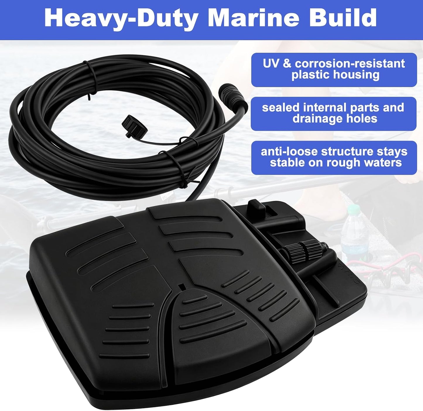 Corded Foot Pedal for Electric Trolling Motor,Copilot,12V-24V,50A,Comes with an 18’ Cable,Compatible with PowerDrive V2 Bow-Mount Trolling Motors, Copilot