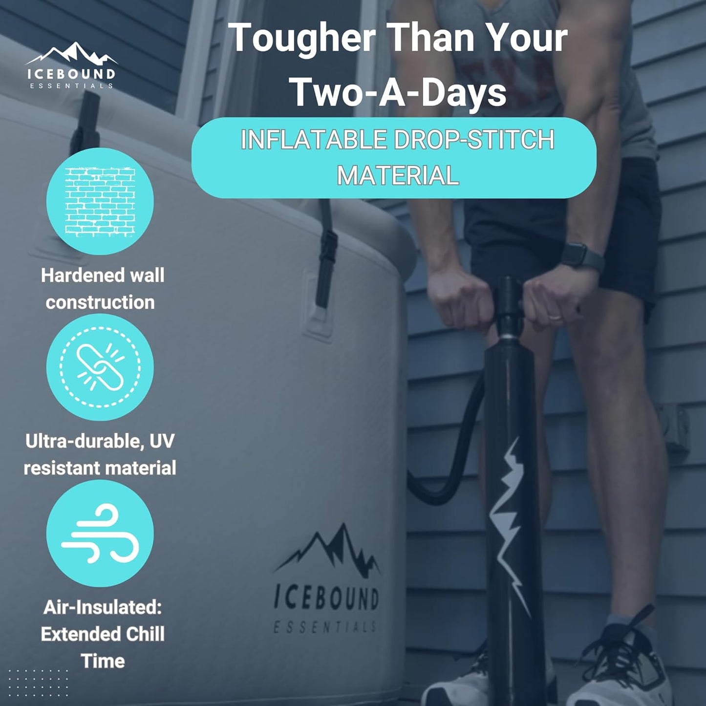 Icebound Essentials Immersion Cold Plunge 135 Gallon Ice Bath and Cold Plunge Tub Chiller Compatible Connections Inflatable Cold Plunge - Durable,