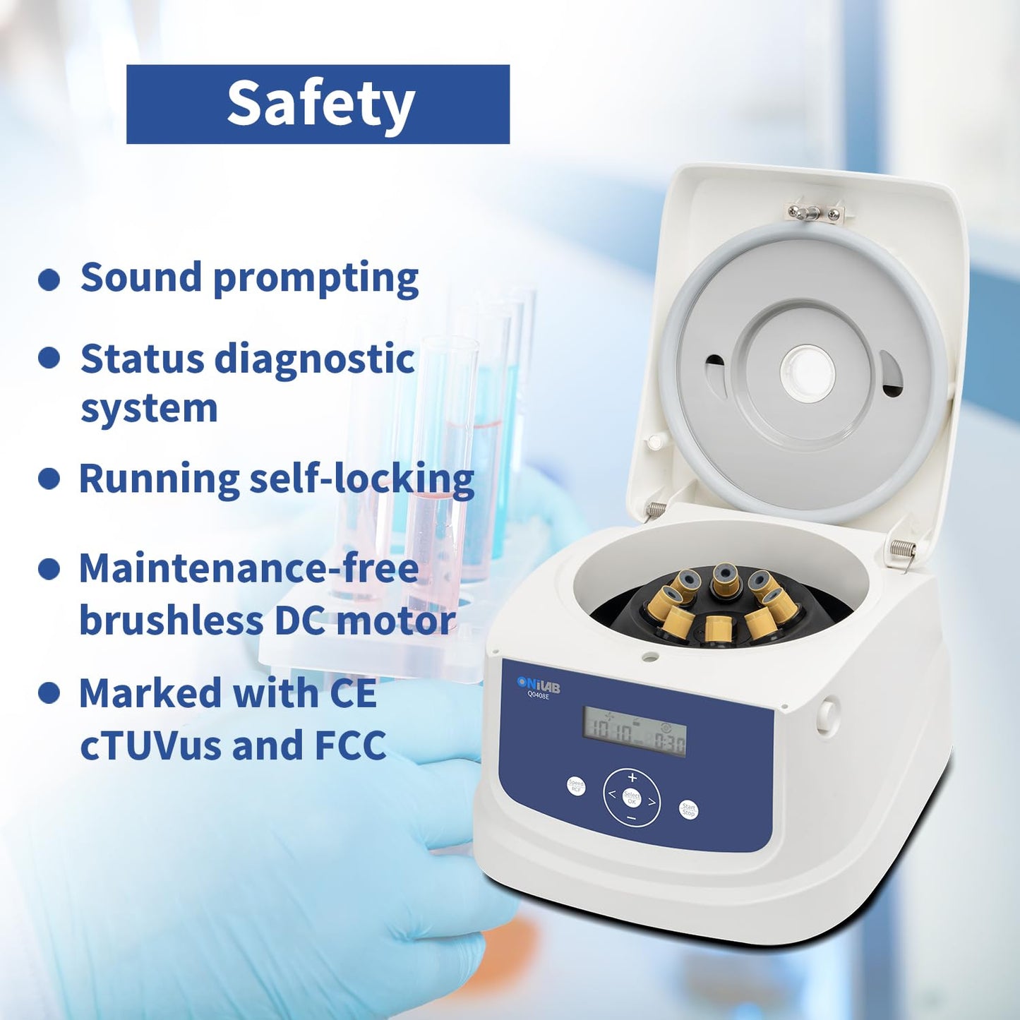 Lab PRP Centrifuge Machine 8x15mL/10mL, 300-4000rpm (Max. 1860xg), Digital Lab PRF Centrifuge Timer 30sec-99min 55sec/Continuous Mode, Noise 55dB.110V