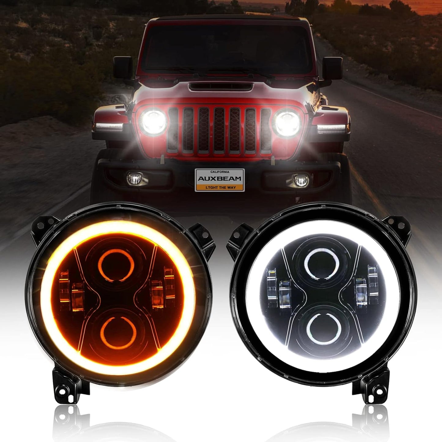 9 Inch LED Headlights with DRL & Turn Signal for Jeep