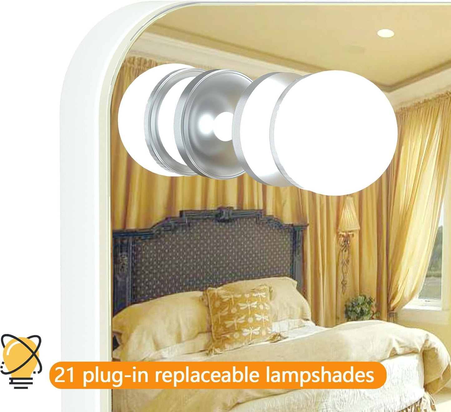Hasipu Vanity Mirror with Lights and Bluetooth Speaker, 40" x 29" Hollywood Makeup Mirror with 21 Dimmable Bulbs and