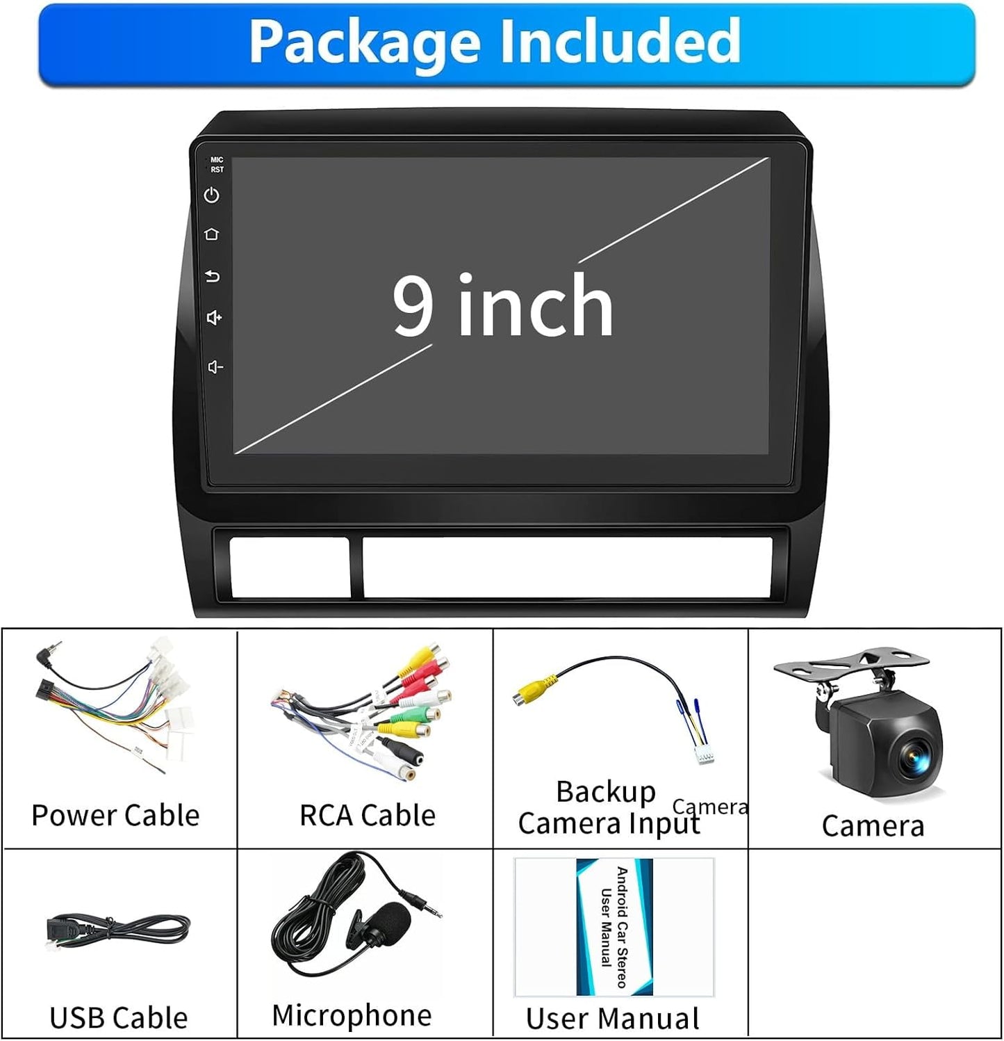 Plug and Play Design 9 Inch IPS Touch Screen Car Radio Stereo for Toyota Tacoma 2005-2015 with CarPlay Android Auto, Support SWC, Mirrorlink,AM/FM/RDS, Bluetooth5.2,DSP Free Backup Camera