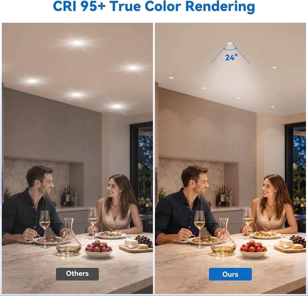 CycevSun 4 Inch Anti Glare Recessed Light with Night Light 6-Pack