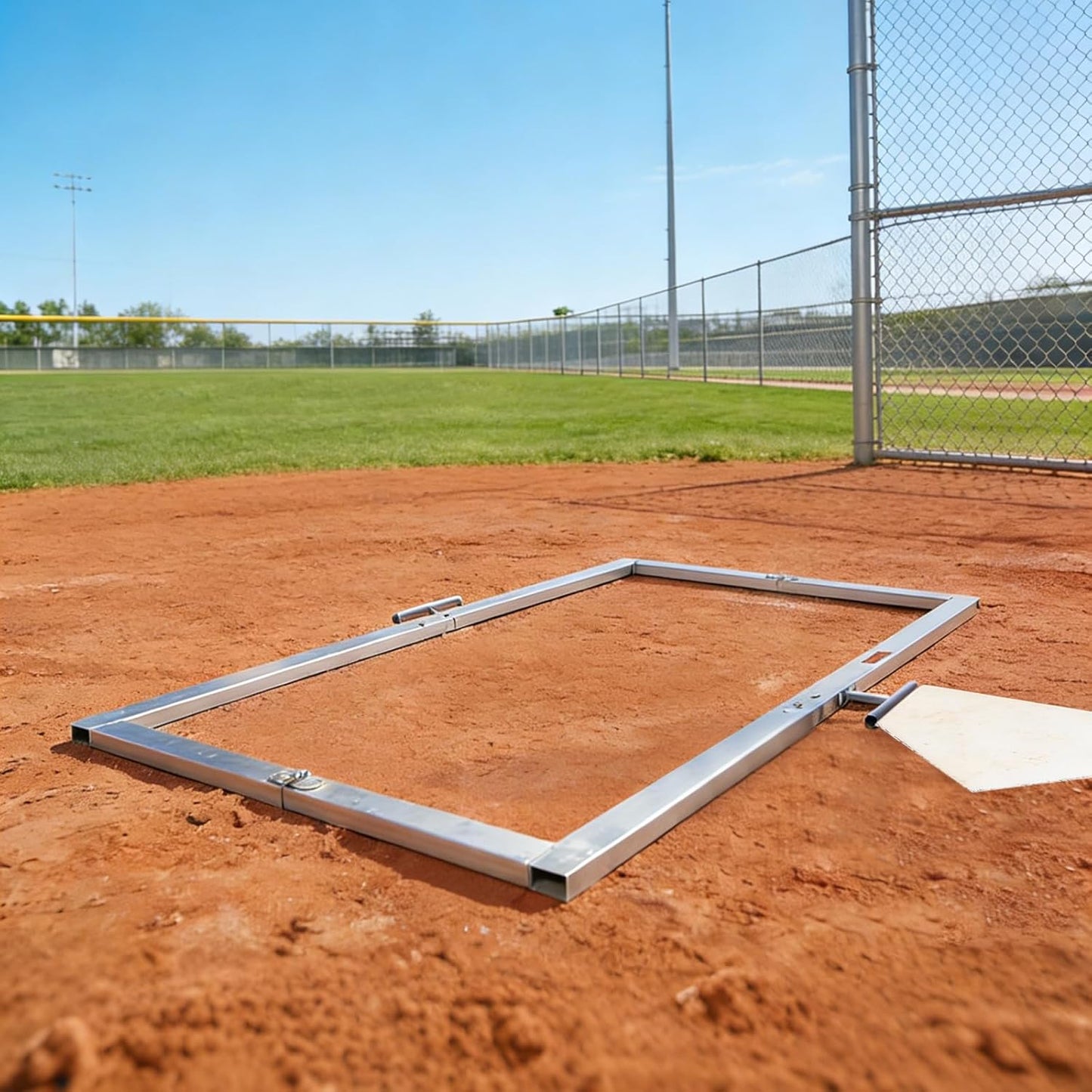 Batter's Box Template, Aluminum, Foldable, Heavy-Duty, for Baseball and Softball Field, Coaching Accessory 4 x 6 Feet
