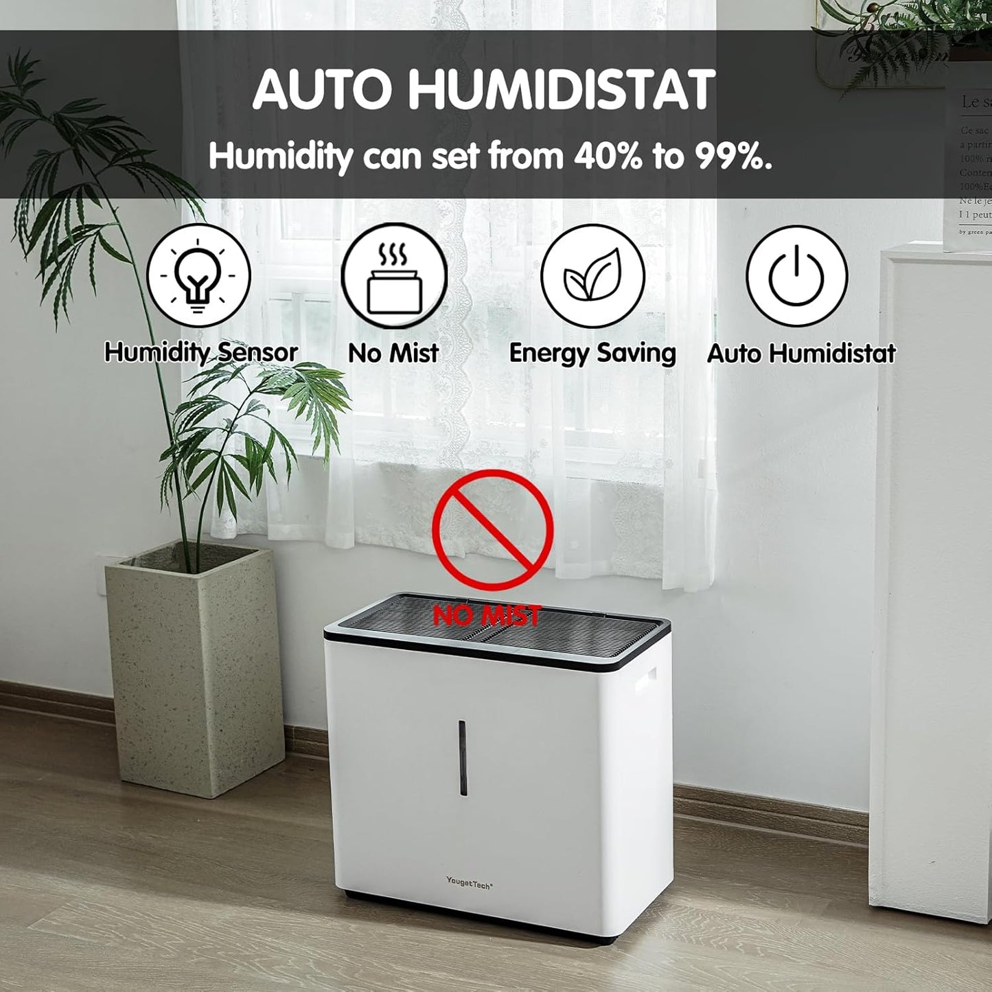 Evaporative Humidifiers for Large Living Space, 14.5 L(3.9 Gal) Tank Whole Room Humidifier, 60 W Cool No Mist Humidifiers, 7 Speed, MAX Output 3000