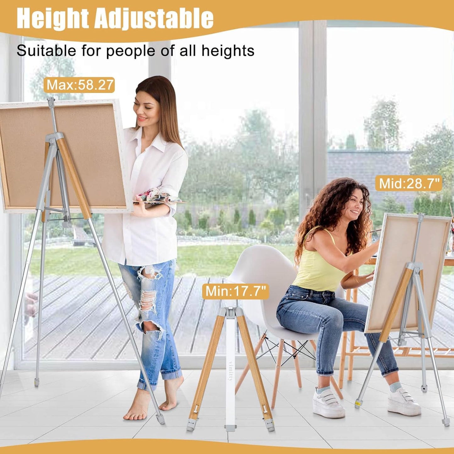 Portable Easel Stand for Sign & Painting 17''-58'' Adjustable Height Painting Easel with Bag - Tabletop Art Easel for Painting Canvas