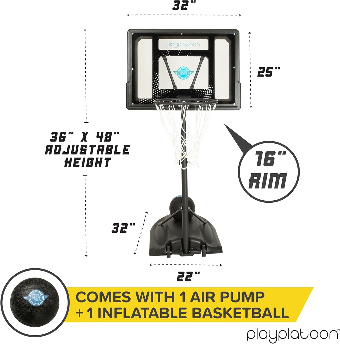 Play Platoon Swimming Pool Basketball Hoop Poolside Above Ground Games for Family - Backboard Adjustable